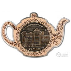 Магнит из бересты Томск-Музей деревянного зодчества чайник серебро